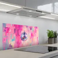 KitchenYeah Spatscherm 80x40 cm - Zelfklevende achterwand Discobal - Pink - Verf - Keuken muurbeschermer - Spatwand fornuis