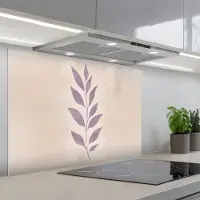 KitchenYeah Spatscherm 90x60 cm - Zelfklevende achterwand Tak - Bladeren - Minimalistisch - Beige - Keuken muurbeschermer - Spatwand fornuis