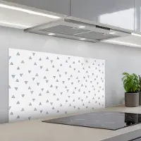KitchenYeah Spatscherm 100x50 cm - Zelfklevende achterwand Blauw - Driehoek - Patroon - Keuken muurbeschermer - Spatwand fornuis