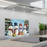 KitchenYeah Spatscherm 60x40 cm - Zelfklevende achterwand Vrolijk - Sneeuw - Kleurrijk - Keuken muurbeschermer - Spatwand fornuis