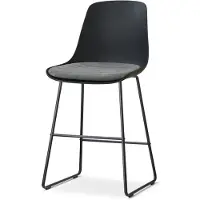 Nolon Nino-Liv barkruk zwart met zeegrijs Zitkussen - zwart onderstel - 65 cm