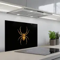KitchenYeah Spatscherm 70x55 cm - Zelfklevende achterwand Spin - Goud - Minimalistisch - Poten - Keuken muurbeschermer - Spatwand fornuis