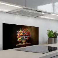 KitchenYeah Spatscherm 80x40 cm - Zelfklevende achterwand Kleur - Bloemen - Vintage - Bloemenvaas - Keuken muurbeschermer - Spatwand fornuis