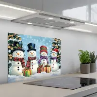KitchenYeah Spatscherm 70x55 cm - Zelfklevende achterwand Vrolijk - Sneeuw - Kleurrijk - Keuken muurbeschermer - Spatwand fornuis
