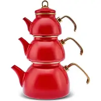 Karaca Retro - Rode 3D Theepot - Emaille - 2300 ml