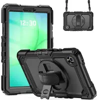 Accezz Rugged Backcover met schouderstrap voor de Samsung Galaxy Tab A11 - Zwart