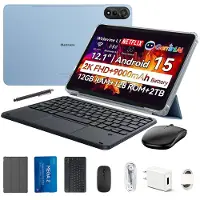 Blackview MEGA 2 Tablet Sets - 4G LTE+WiFi - 12 Inch - 24GB RAM - 128GB - Met Toetsenbord(QWERTY), Beschermhoes, Muis, Stylus - Android 15 - Widevine L1 - 9000mAh - Blauw