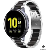 Strap-it Stalen schakel band - geschikt voor Samsung Galaxy Watch Active / Active2 / Galaxy Watch 3 41mm / Galaxy Watch 1 42mm / Gear Sport (zilver/zwart)