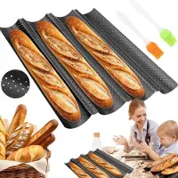 Dnntunk Bakvorm voor stokbroden - L38 x B32 cm - 4 rijen - stokbroodvorm - Baguette bakvorm