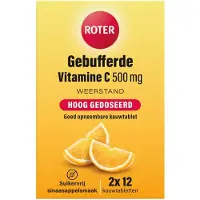 Roter 2+2 gratis: Gebufferde Vitamine C 500 mg Sinaasappel 2 x 12 kauwtabletten