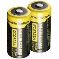 Nitecore 2 stuks RCR123A / 16340 Oplaadbare Batterijen (3.7 V, Li-ion, 650 mAh)