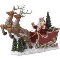 Intratuin Kerstfiguur Kerstman Op Arreslee Met Verlichting 23 X 12 X 36 Cm