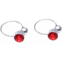 Charme Bijoux Klem Oorbellen Rood Zilverkleur