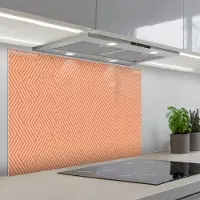 KitchenYeah Spatscherm 80x55 cm - Zelfklevende achterwand Oranje - Strepen - Patroon - Keuken muurbeschermer - Spatwand fornuis