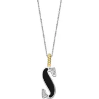 Ti sento Dames Hanger - 925 zilver - Letter S - Zwart - 6840BL_S