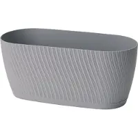 Form-Plastic - Bloempot / plantenbak / Langwerpige bloempot met schoteldoos - Grijs - 27cm / 2,65L