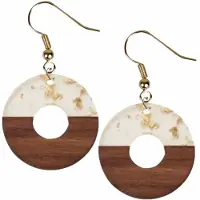 Charme Bijoux Oorbellen- Asli- Hout- Bruin- Goudkleurig- Zilver -