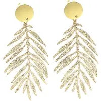 Charme Bijoux Clip oorbellen -goudkleurig -varen blad -8 cm- geen gaatje-