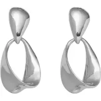 Charme Bijoux Clip oorbellen -zilverkleur- glans -3.5 cm- geen gaatje-