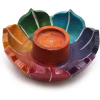 Ancient Wisdom Speksteen Kleine Lotus Bloem Wierookhouder 7.5x2.5cm - Chakra Kleuren