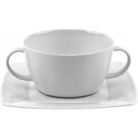 Lubiana Victoria Bulion Soepkom met Schotel 400 ml - Wit Porselein