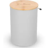 Cadro Stalen Koffiebewaarpot 1.4L met Bamboe Deksel - Grijs
