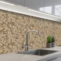 KitchenYeah Keuken achterwand 200x80 cm - Spatscherm zelfklevend Bruin - Grijs - Patroon - Muurbeschermer - Spatwand fornuis