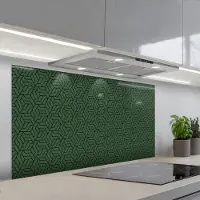 KitchenYeah Spatscherm 120x60 cm - Zelfklevende achterwand Donkergroen - Patroon - Lijnen - Zwart - Keuken muurbeschermer - Spatwand fornuis