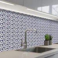 KitchenYeah Keuken achterwand 200x80 cm - Spatscherm zelfklevend Oceaan - Bubbel - Blauw - Wit - Muurbeschermer - Spatwand fornuis