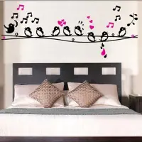 Giftwebshop Vrolijke Premium Prachtige Muursticker Boom Met Zingende Vogels Tak- Voor Kinderkamer / Babykamer / woonkamer V2