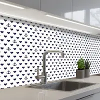 KitchenYeah Keuken achterwand 150x80 cm - Spatscherm zelfklevend Anker - Hart - Blauw - Wit - Muurbeschermer - Spatwand fornuis
