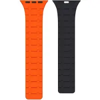 Rixus Magnetic Silicone Band For Apple Watch 38mm, 40mm, 41mm Orange And Midnight