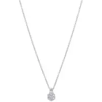 Lucardi Dames Zilveren ketting met zirkonia voor dames - Ketting - 925 Zilver - Zilverkleurig - 45 cm
