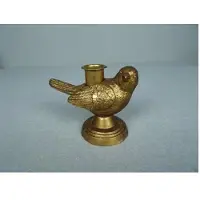 Meander -kandelaar-op voet-goudkleur-rechts-11 x 7 x 9 cm- vogel