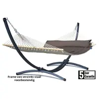 Potenza COLUMBIAANSE Hangmat met standaard – 2 persoons – VERZINKT METALEN frame tot 220 kg - WEERBESTENDIG- Grande Premium Panama