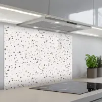 KitchenYeah Spatscherm 90x60 cm - Zelfklevende achterwand Terrazzo - Patroon - Créme - Keuken muurbeschermer - Spatwand fornuis