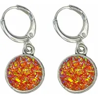 Charme Bijoux Zilveren oorhanger met oranje-roze steentje Cleo-