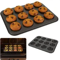 Cheqo Muffinvorm met Non-Stick Coating - Bakvorm Cupcakes - Cupcakevorm - Ovenbestendig Tot 220 Graden - Voor 12 Muffins - Cupcake Bakvorm - Cupcakes Bakken