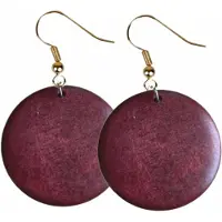 Charme Bijoux Zilveren -houten- oorbellen- rood -goudkleurig-Tordis-