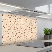 KitchenYeah Spatscherm 90x60 cm - Zelfklevende achterwand Terrazzo - Patroon - Kleurrijk - Steen - Keuken muurbeschermer - Spatwand fornuis