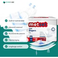 Medcare 30 Stuks – Incontinentie Luiers Metset – Maat M – 1350+ ml absorptie – Wegwerpluiers voor matige tot zware incontinentie – Comfortabel & huidvriendelijk – Dag & nacht bescherming