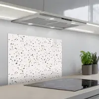 KitchenYeah Spatscherm 70x50 cm - Zelfklevende achterwand Terrazzo - Patroon - Créme - Keuken muurbeschermer - Spatwand fornuis