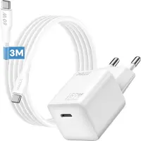Phreeze 65w usb c stekker - usb C kabel 3 meter - GaN - usb C oplader - usb c naar usb c - oplader met kabel voor telefoon, tablet en laptop - 3 meter lang - snellader