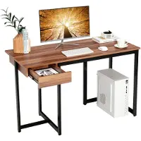 Costway Computertafel, hout, walnoot, 120 cm x 55 cm x 75 cm