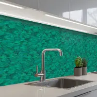 KitchenYeah Keuken achterwand 500x60 cm - Spatscherm zelfklevend Vloeiend - Olie - Texturen - Groen - Muurbeschermer - Spatwand fornuis