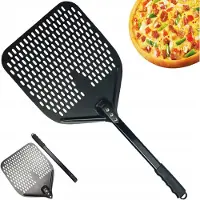 Zree Vierkante Geperforeerde Pizzaschep - Korte Handgreep - 12 Inch - Lichtgewicht Aluminium