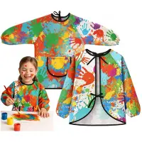 Kruzzel Knutsel schort/verfschort voor kinderen - 5x - met zak - 4-6 jaar - multi kleuren - waterdicht