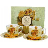 Van Gogh Set van 2 luxe espressokopjes met schotels - Geïnspireerd door