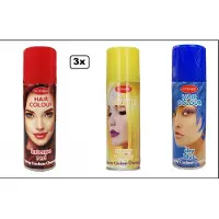 Goodmark 3x Haarspray rood/geel/blauw 125 ml