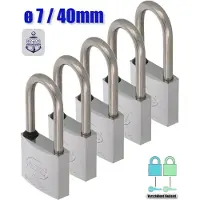 AMIG Hangslot RVS 316 Ø7/40mm Hoge Beugel Met Sleutel Buiten - Marine - 5 Stuks